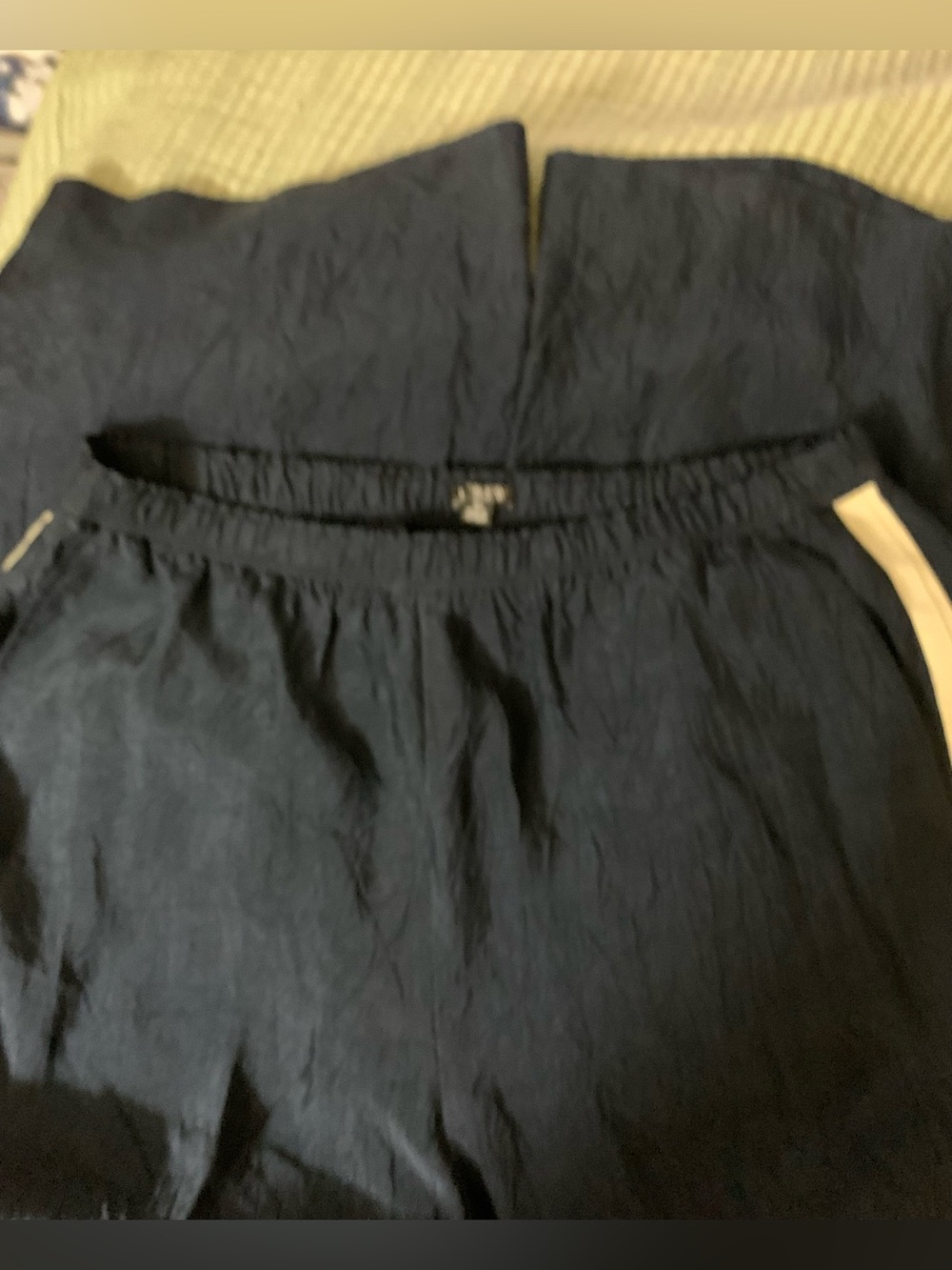 J Crew High-Waist Navy w white stripe baggy track pants